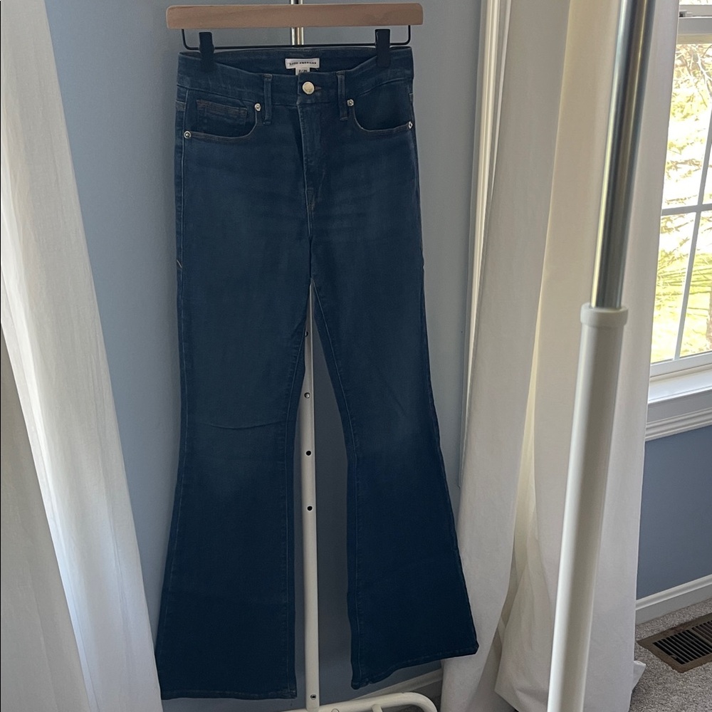 Good American Deep Blue Flare Jeans